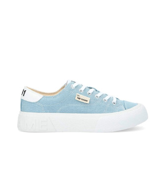 NO NAME para mujer. QNBCDN0 Zapatillas de lona de tejido vaquero lavado con pespuntes Reset Sneaker azul (40), Tela, Plano, Cordones, Casual