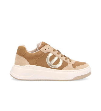 NO NAME para mujer. LNJRSH0 Zapatillas de piel Bridget con logotipo XXL marrón (36), Plano, Cordones, Casual