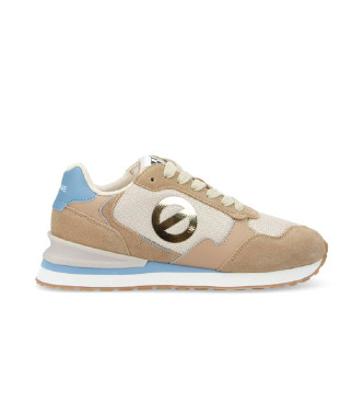 NO NAME para mujer. QNIPSK0 Zapatillas de piel y lona Tova Runner con suela ligera beige (40), Plano, Cordones, Casual