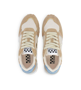 NO NAME para mujer. QNIPSK0 Zapatillas de piel y lona Tova Runner con suela ligera beige 4