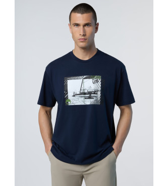 North Sails para hombre. 692849 Camiseta con estampado vintage marino (M), Casual, Manga corta, Algodón Orgánico, Sostenible, North Sails ou