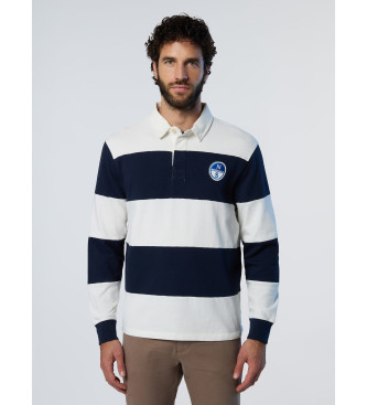 North Sails para hombre. 692338 Polo de Rugby blanco, marino (M), Casual, Algodón, Manga larga