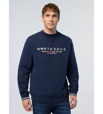 North Sails para hombre. 691279 Sudadera con bordado de bandera marino (M), Casual, Deportivo, Multideporte, Algodón Orgánico, Sostenible, N
