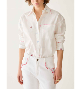 PennyBlack para mujer. 2611111313200 Camisa Pbbricetta blanco, rosa (40), Casual, Algodón, Manga larga