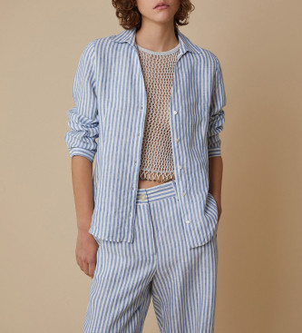 PennyBlack para mujer. 2511111263200 Camisa Sfera azul (42 = M), Casual, Lino, Manga larga