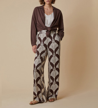 PennyBlack para mujer. 2511131203200 Pantalón Aldo marrón (M), Casual, Viscosa