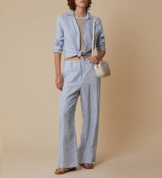 PennyBlack para mujer. 2511131233200 Pantalón Zuara azul (M/L), Casual, Lino