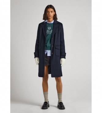Pepe Jeans para mujer. PL402278 Abrigo Largo Nica marino (L), Casual, Lana, Manga larga