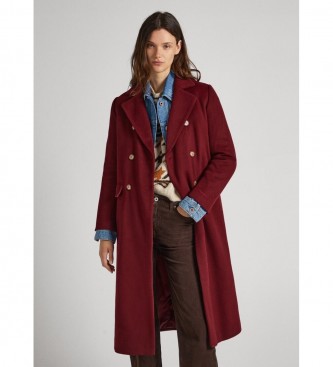 Pepe Jeansvoor vrouwen. PL402254 Maroon Madison Mantel (M), Rood, Casual, Granaatappel, Wol, Lange mouwen