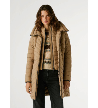 Pepe Jeans para mujer. PL4024356 Abrigo Plumífero Sann Long beige (S), Casual, Poliéster