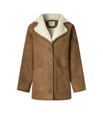 Pepe Jeans para mujer. PL4024362 Abrigo Teresa marrón (M), Casual, Poliéster