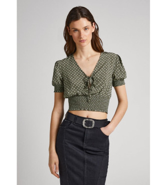 Pepe Jeansvoor vrouwen. PL304609 Blouse Francesca groen (S), Casual, Viscose, Korte mouwen