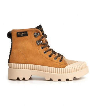Para mujer. PLS50429 Botines De Piel Ascot Desert (39), Plano, Cordones, Casual