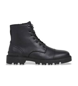 Pepe Jeans para hombre. PMS500002 Botines de Piel Ryan Brit negro (42), Plano, Cremallera, Casual