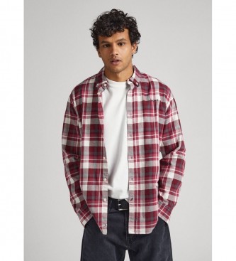 Pepe Jeans para hombre. PM308017 Camisa Cressing rojo (S), Casual, Algodón, Manga larga, Sostenible