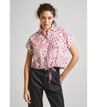 Pepe Jeansvoor vrouwen. PL304820 Lief roze shirt (S), Casual, Katoen, Korte mouwen