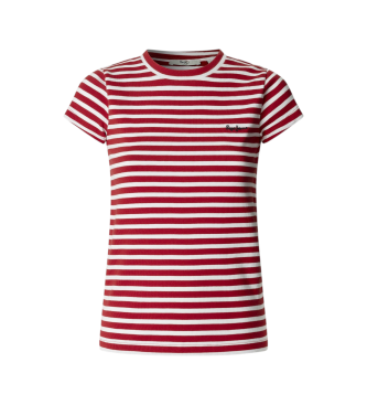 Pepe Jeans para mujer. PL5000141 Camiseta Merida Striped rojo (L), Casual, Algodón, Manga corta