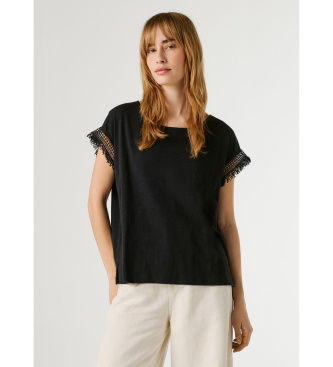 Pepe Jeans para mujer. PL5000143 Camiseta Nain negro (M), Casual, Algodón, Manga corta