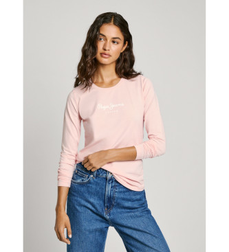 Pepe Jeans para mujer. PL505203 Camiseta New Virginia rosa (M), Casual, Algodón, Manga larga