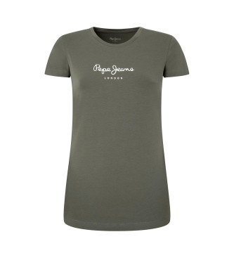 Pepe Jeans para mujer. PL505202 Camiseta New Virginia verde (XS), Casual, Algodón, Manga corta, Sostenible
