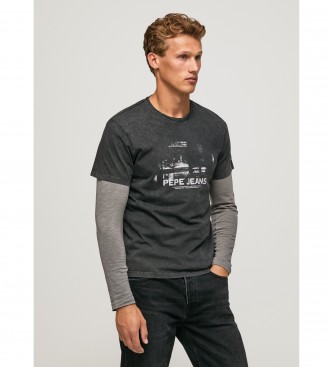 Pepe Jeansvoor mannen. PM508487 Seraph T-shirt zwart (L), Casual, Korte mouwen, Biologisch katoen, Duurzaam