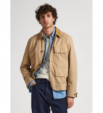 Pepe Jeans para hombre. PM402791 Chaqueta Baylor beige (M), Casual, Poliéster, Manga larga