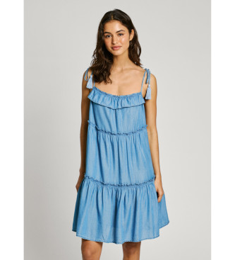 Pepe Jeans para mujer. PL953663 Vestido Etty azul (XS), Casual, Sin mangas / Tirantes, Lyocell