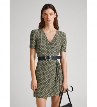 Pepe Jeans para mujer. PL953355 Vestido corto Funia verde (M), Casual, Viscosa, Manga corta