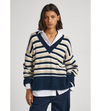 Pepe Jeansvoor vrouwen. PL702084 Debbie marine trui (S), Casual, Acryl, Lange mouwen, Marineblauw