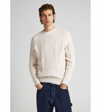 Pepe Jeans för män. PM702378 Sly jumper vit (L), Casual, Bomull