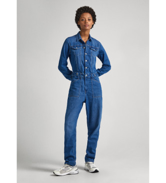 Pepe Jeans para mujer. PL230474 Mono Hunter Utility azul (S), Casual, Algodón, Denim, Manga larga, Sostenible