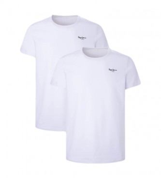 Pepe Jeans para hombre. PMU10976 Pack 2 Camisetas Basic blanco (XXL), Homewear, Algodón, Manga corta