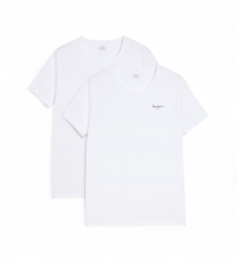 Pepe Jeans para hombre. PMU10976 Pack de 2 camisetas básicas blanco (M), Casual, Algodón, Manga corta