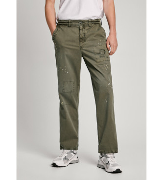 Pantalón Relaxed Distressed verde (32), Casual, Algodón