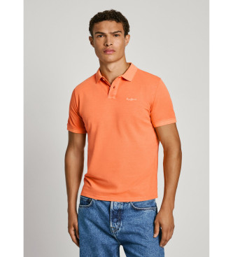 Pepe Jeansvoor mannen. PM542099 New Oliver oranje polo (XL), Casual, Katoen, Korte mouwen