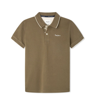 Pepe Jeans para niño. PB540938 Polo New Thor marrón verdoso (16Años= 176cm), Casual, Algodón, Manga corta, Sostenible, moda infantil