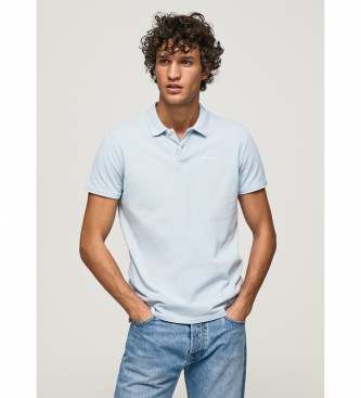 Pepe Jeans för män. PM541983 Oliver GD blå polotröja (M), Casual, Kort ärm, Ekologisk bomull, Hållbar