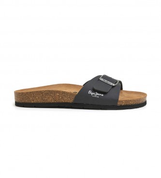 Pepe Jeans para hombre. PMS90107 Sandalias Bio Single Kansas negro (41), Plano, Ninguno, Casual