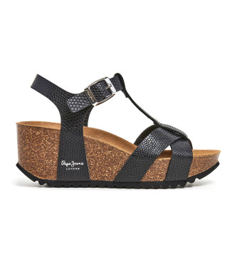 Pepe Jeans para mujer. PLS80007 Sandalias Courtney Free negro (40), 3 a 5cm, Hebilla, Casual