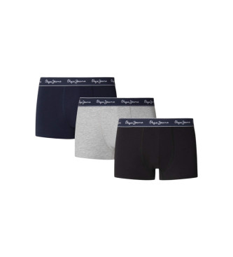 Pepe Jeans para hombre. PMU11185 Set 3 Boxers Solid gris, negro (XXL), Homewear, Algodón