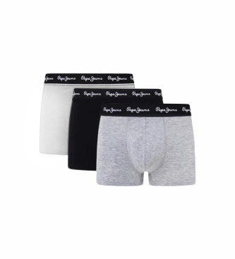 Pepe Jeans para hombre. PMU10989 Set de tres boxers gris, negro, blanco (S), Homewear, Algodón