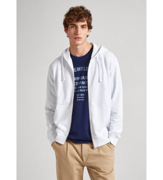 Pepe Jeans para hombre. PM582572 Sudadera Joe Cremallera blanco (XL), Casual, Algodón, Manga larga, Sostenible