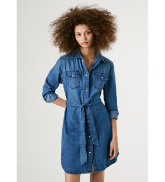 Pepe Jeans para mujer. PL9537684A5 Vestido Camisero Victoria azul (XS), Casual, Algodón, Manga larga