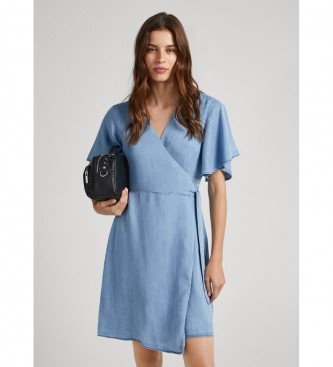 Pepe Jeans para mujer. PL953345 Vestido Fanny azul (S), Casual, Manga corta, Lyocell, Sostenible