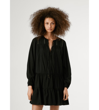 Pepe Jeans para mujer. PL9537696 Vestido Paule negro (S), Casual, Rayon, Manga larga