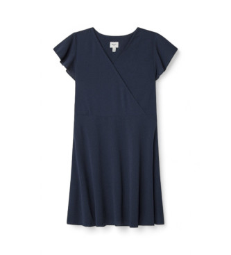 Pepe Jeans para niña. PG951669 Vestido Rachna marino (8años= 128cm), Casual, Poliéster, Manga corta, moda infantil