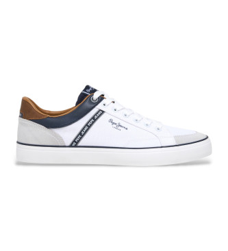 Pepe Jeans para hombre. PMS31073 Zapatilas Kenton stage blanco (44), Piel, Plano, Cordones, Casual