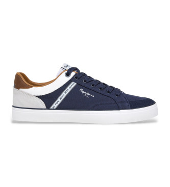 Pepe Jeans para hombre. PMS31073 Zapatilas de piel Kenton stage marino (46), Plano, Cordones, Casual