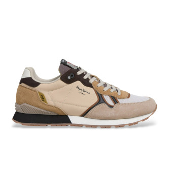 Pepe Jeans para hombre. PMS400029 Zapatillas Brit Back beige (44), Tela, Plano, Cordones, Casual