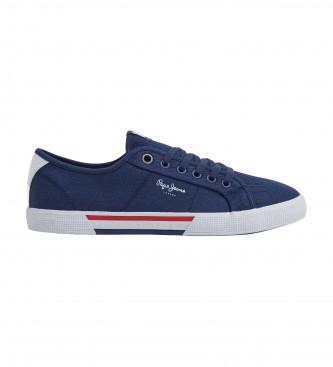 Pepe Jeans para hombre. PMS30816 Zapatillas Básicas Brady marino (42), Tela, Plano, Cordones, Casual, Sostenible
